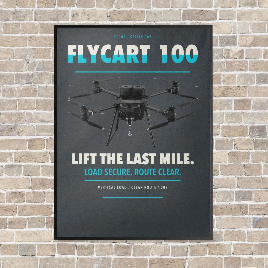 DJI FlyCart 100 vertical canvas print - framed - gray background