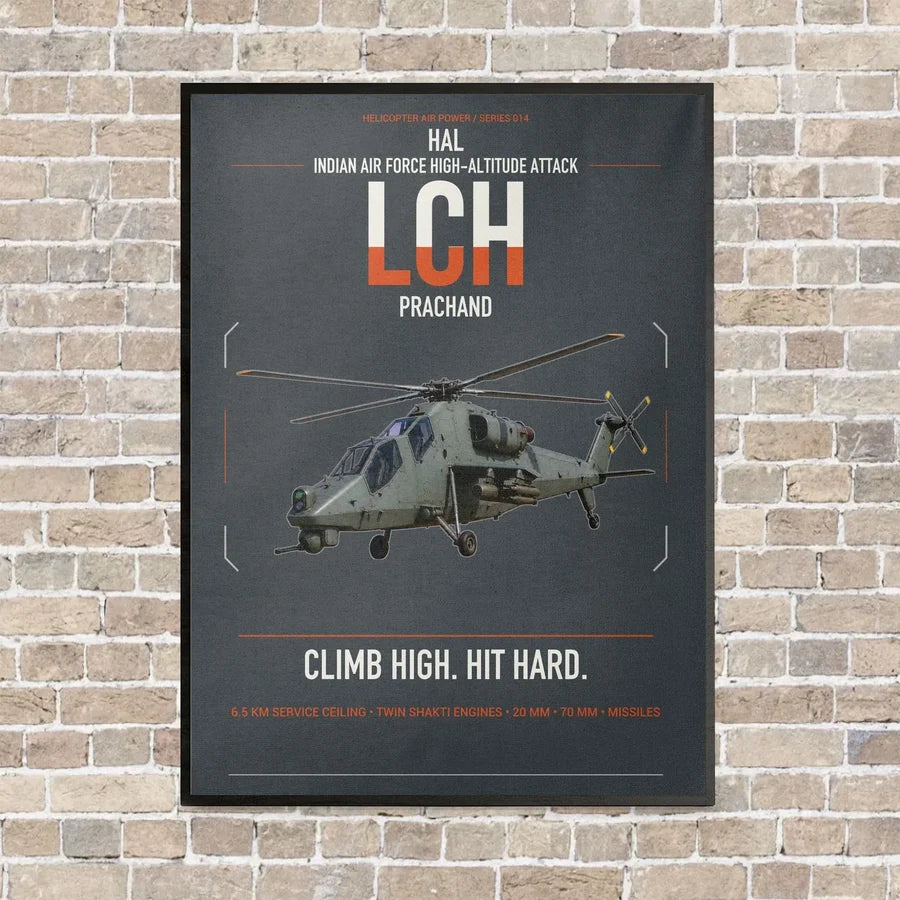 HAL LCH Prachand vertical canvas print - framed - gray background