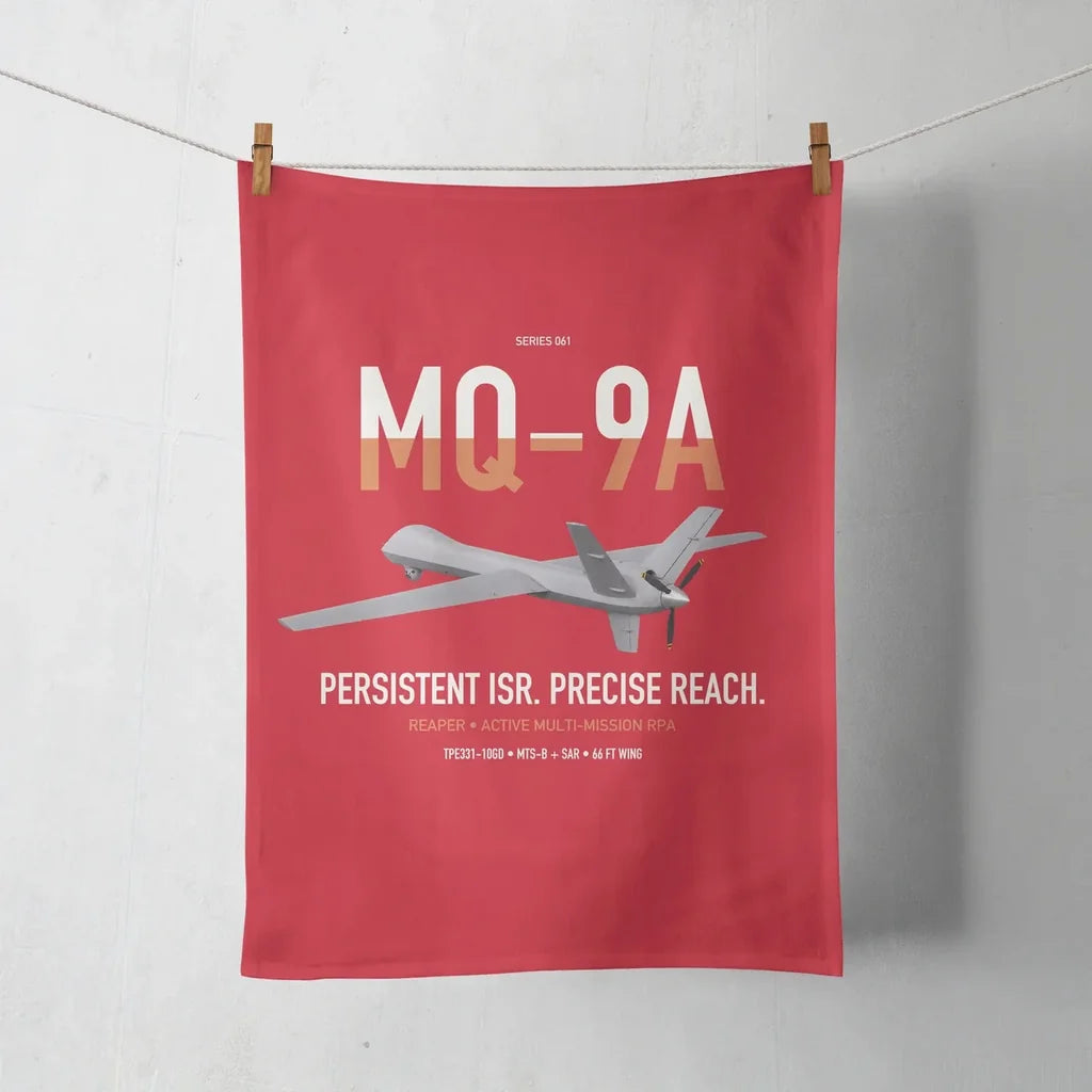 MQ-9A Reaper design on red towel