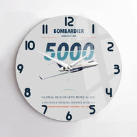 Thumbnail for Bombardier Global 5000 design on light gray no frame wall clock