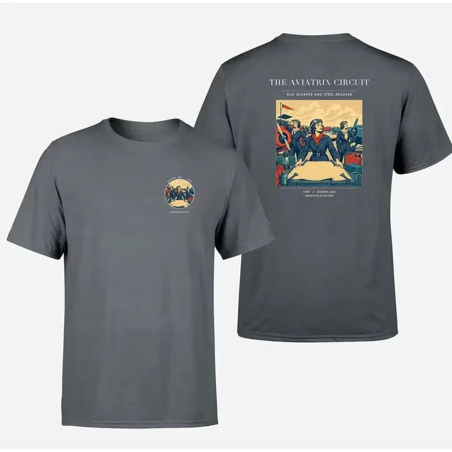 VINTAGE G4164 - The Aviatrix Circuit - Double-Side T-Shirt design on gray double side t shirt