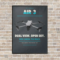 Thumbnail for DJI Air 3 vertical canvas print - framed - gray background