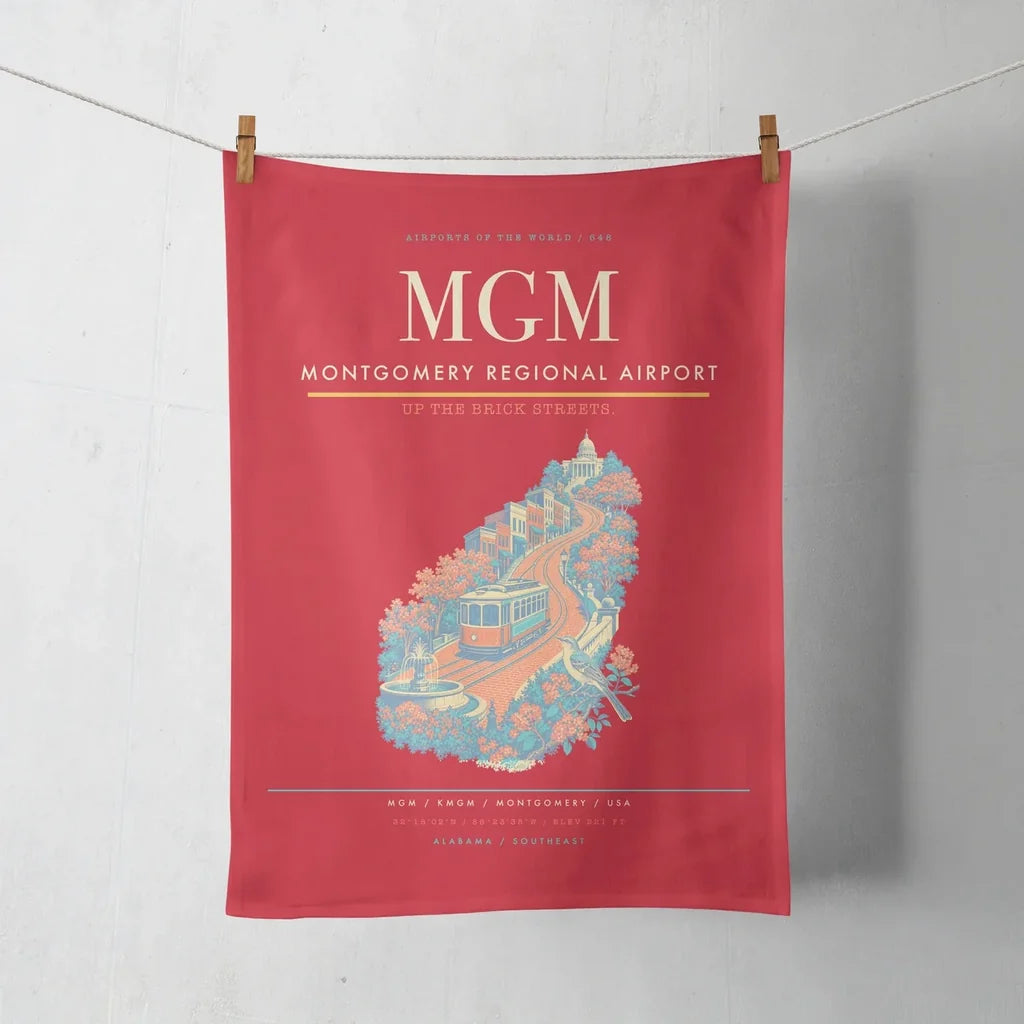 Montgomery Regional Airport (MGM) design on red towel