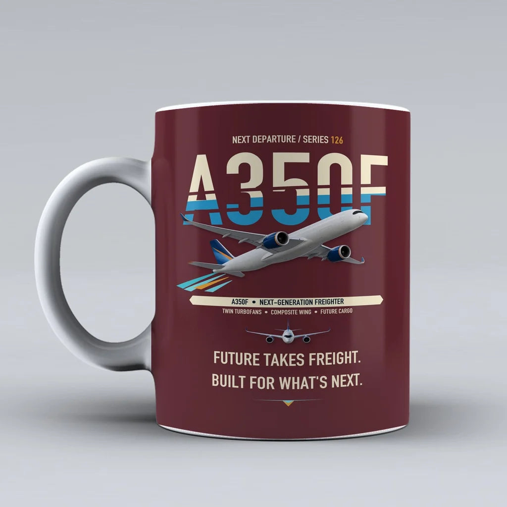 A350F Mug design on dark red airbus