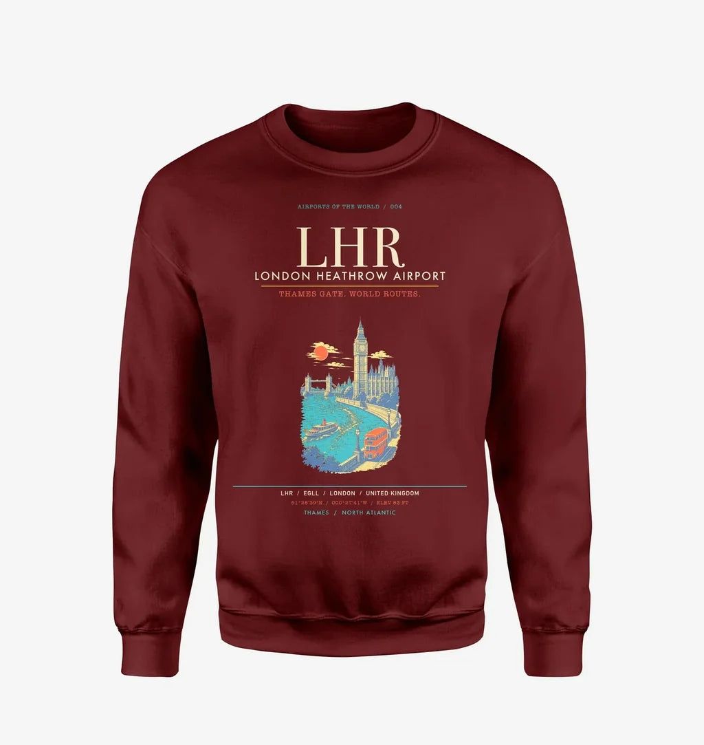 London Heathrow Airport LHR Sweatshirt - Wine Red