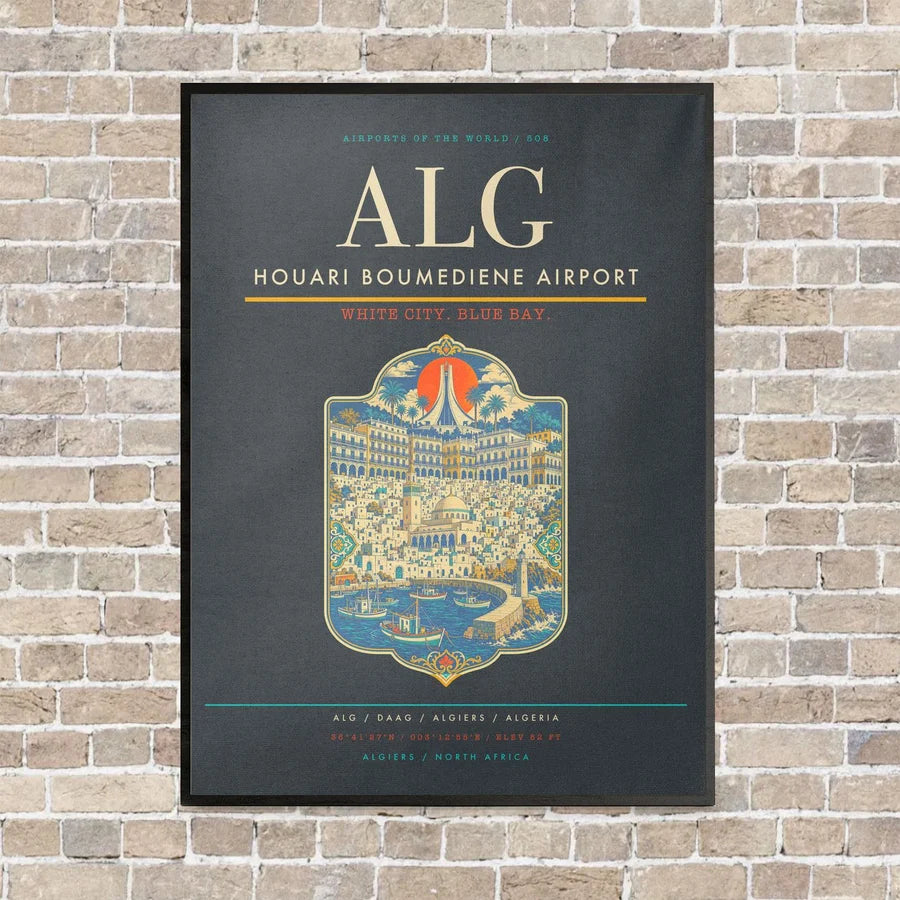 Houari Boumediene Airport ALG - Canvas Framed - Gray