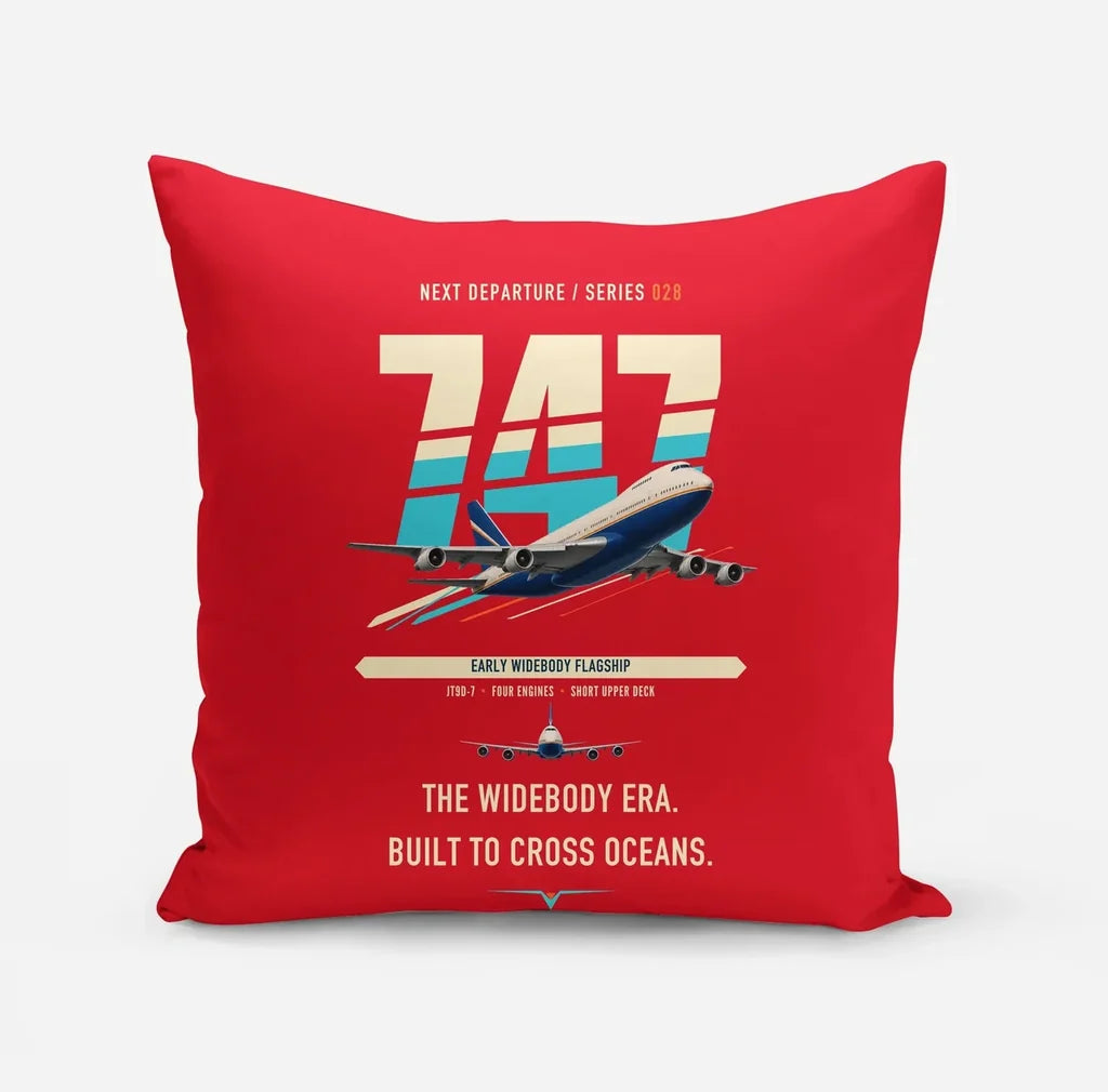 Boeing 747-200B design on red pillow