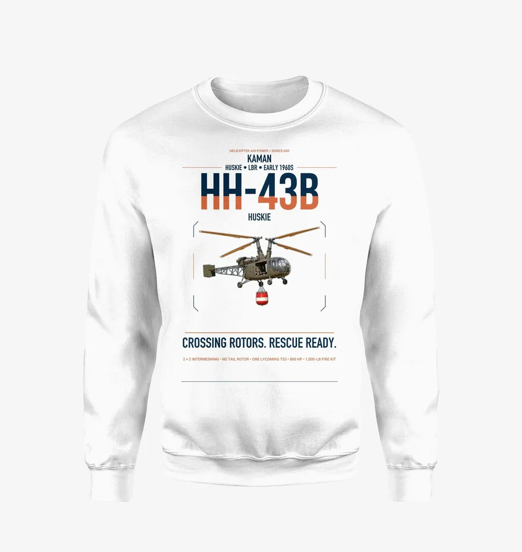 Kaman HH-43B Huskie design on white sweatshirt