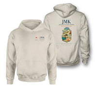 Thumbnail for Mykonos Island Airport (JMK) design on khaki double-side hoodie