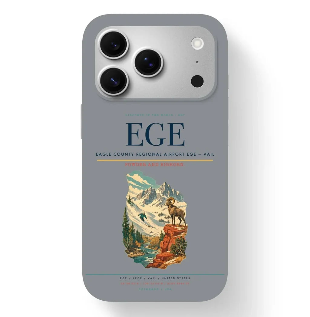 Vail Airport (EGE) design on gray iPhone 17 Pro MagSafe case