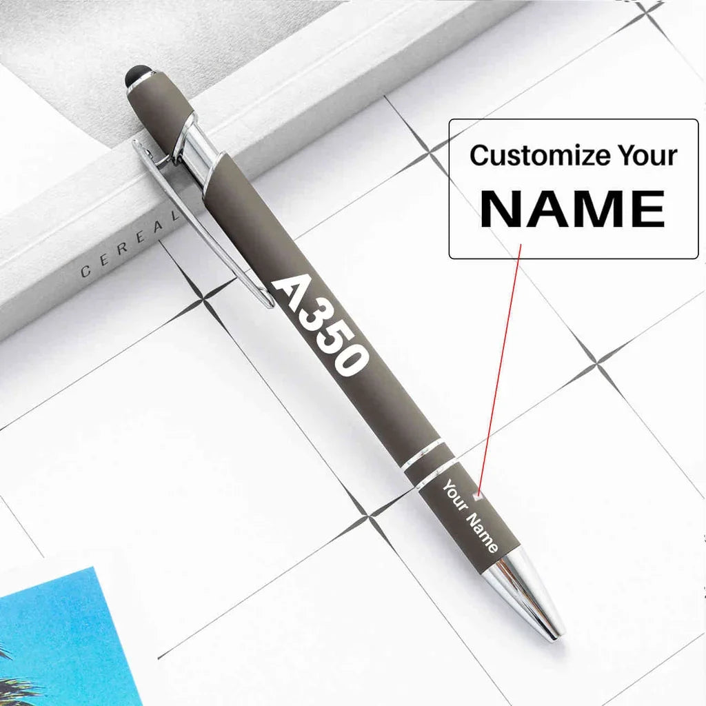 Airbus A350 Flat Text touch pen - gray with name