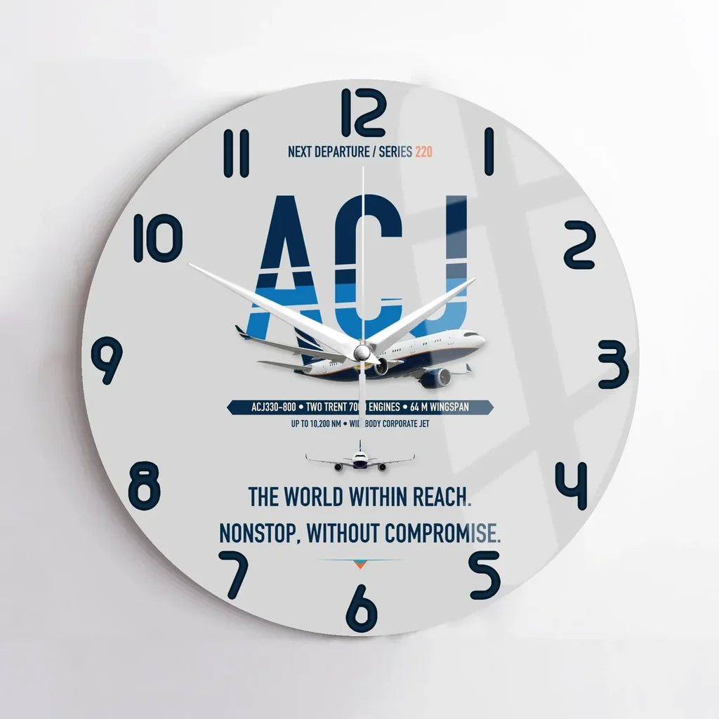 Airbus ACJ330neo / exact ACJ330-800 design on light gray no frame wall clock