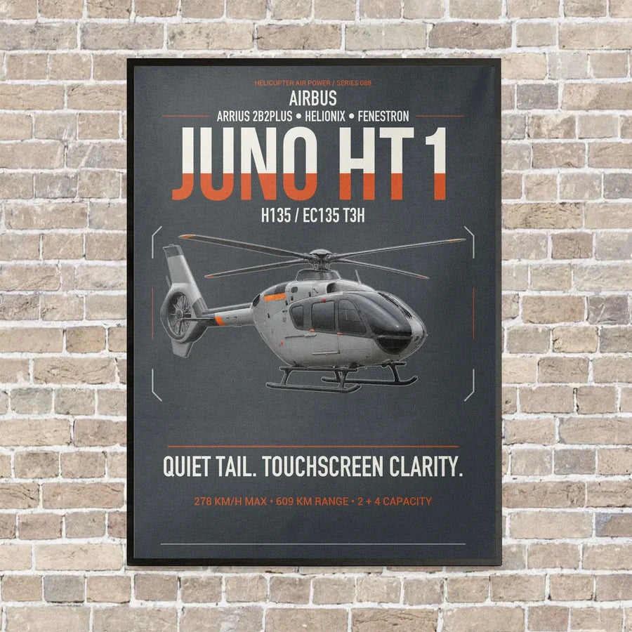 Airbus H135 Juno HT1 vertical canvas print - framed - gray background