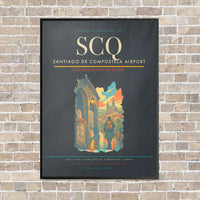 Thumbnail for Santiago de Compostela Airport SCQ vertical canvas print - framed - gray background