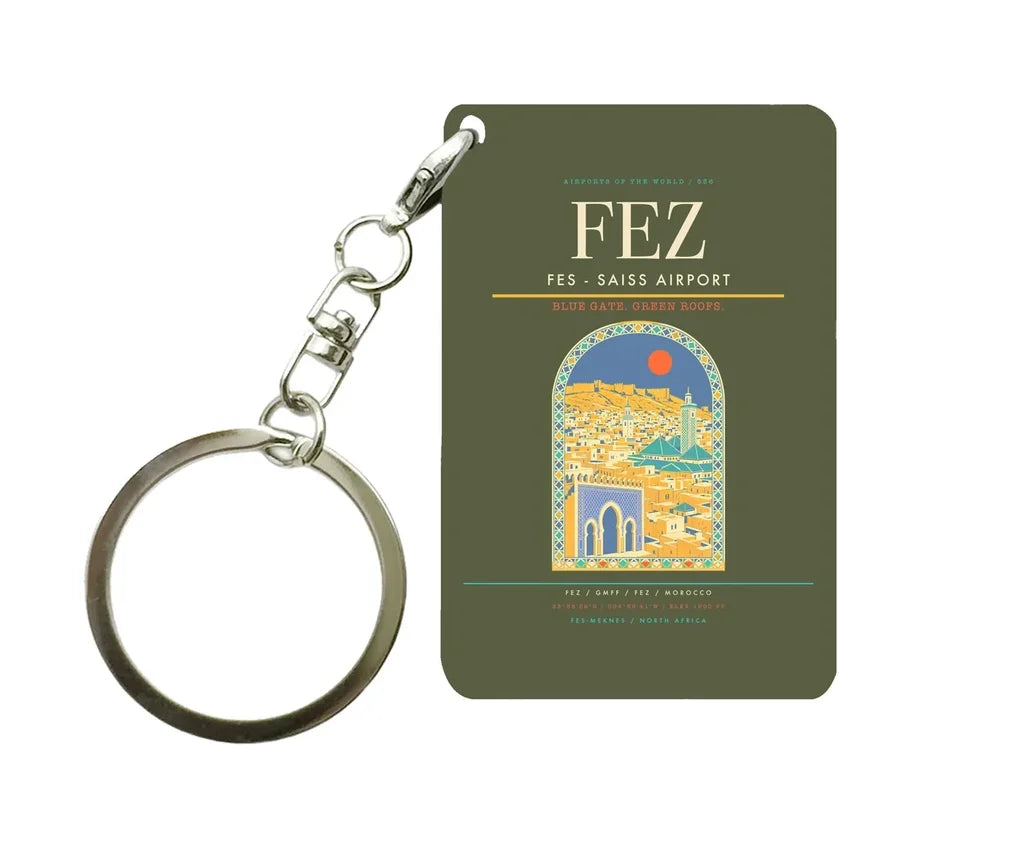 Fes - Saiss Airport FEZ Key Chain design on green army key chain