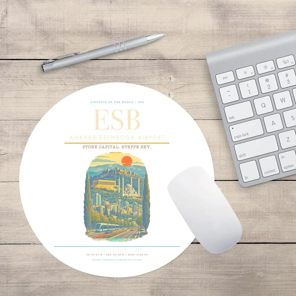 Ankara Esenboga Airport ESB Mouse-Pad Round - White