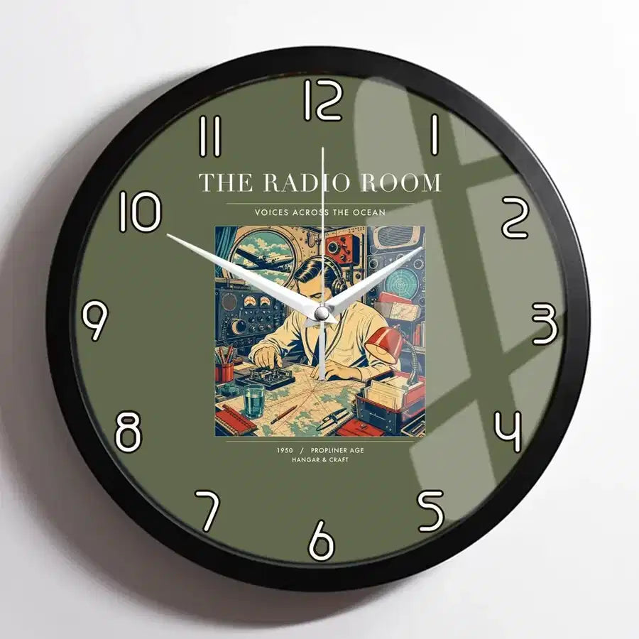 VINTAGE G4106 - The Radio Room - Designed Wall Clocks design on greenarmy framed