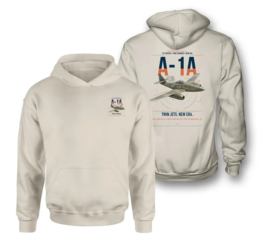 Messerschmitt Me 262A-1a design on khaki double-side hoodie, double-side print