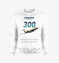 Thumbnail for Bombardier Challenger 300 design on white sweatshirt