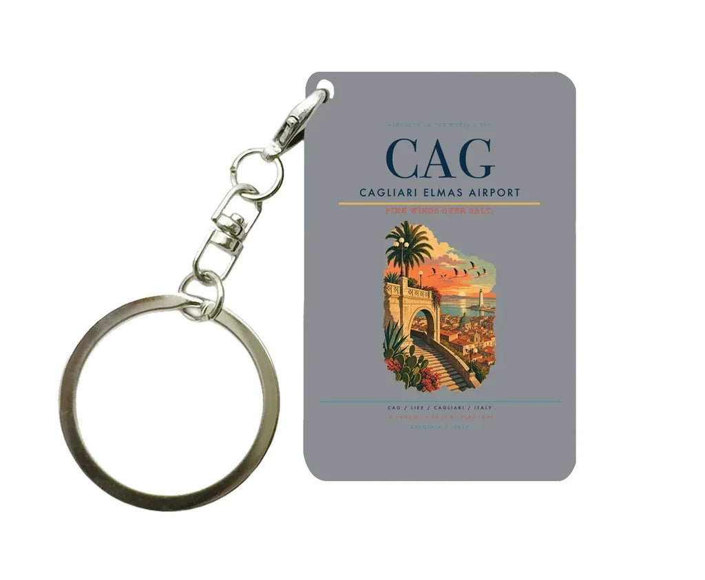 Cagliari Elmas Airport (CAG) design on gray key chain