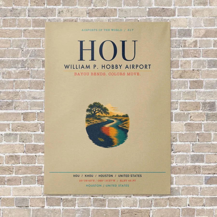 William P. Hobby Airport HOU vertical canvas print - no frame - beige background