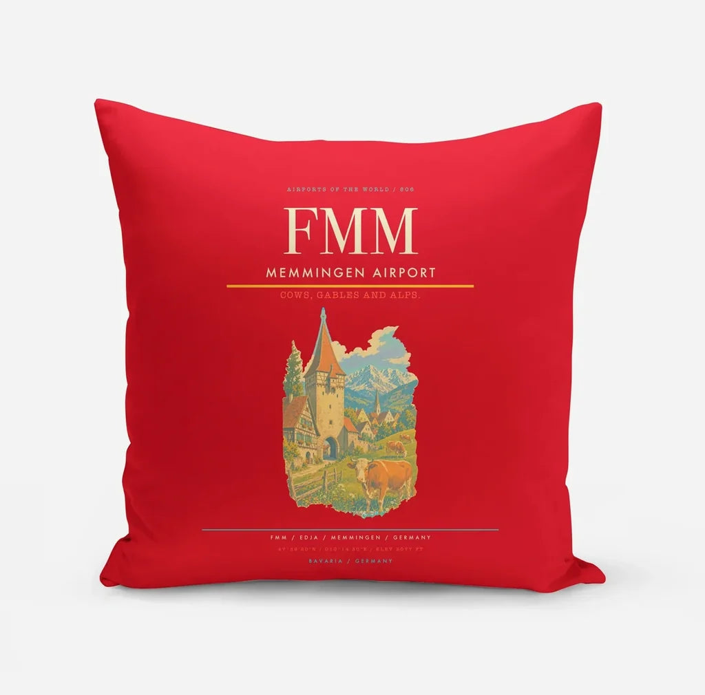 Memmingen Airport (FMM) design on red pillow