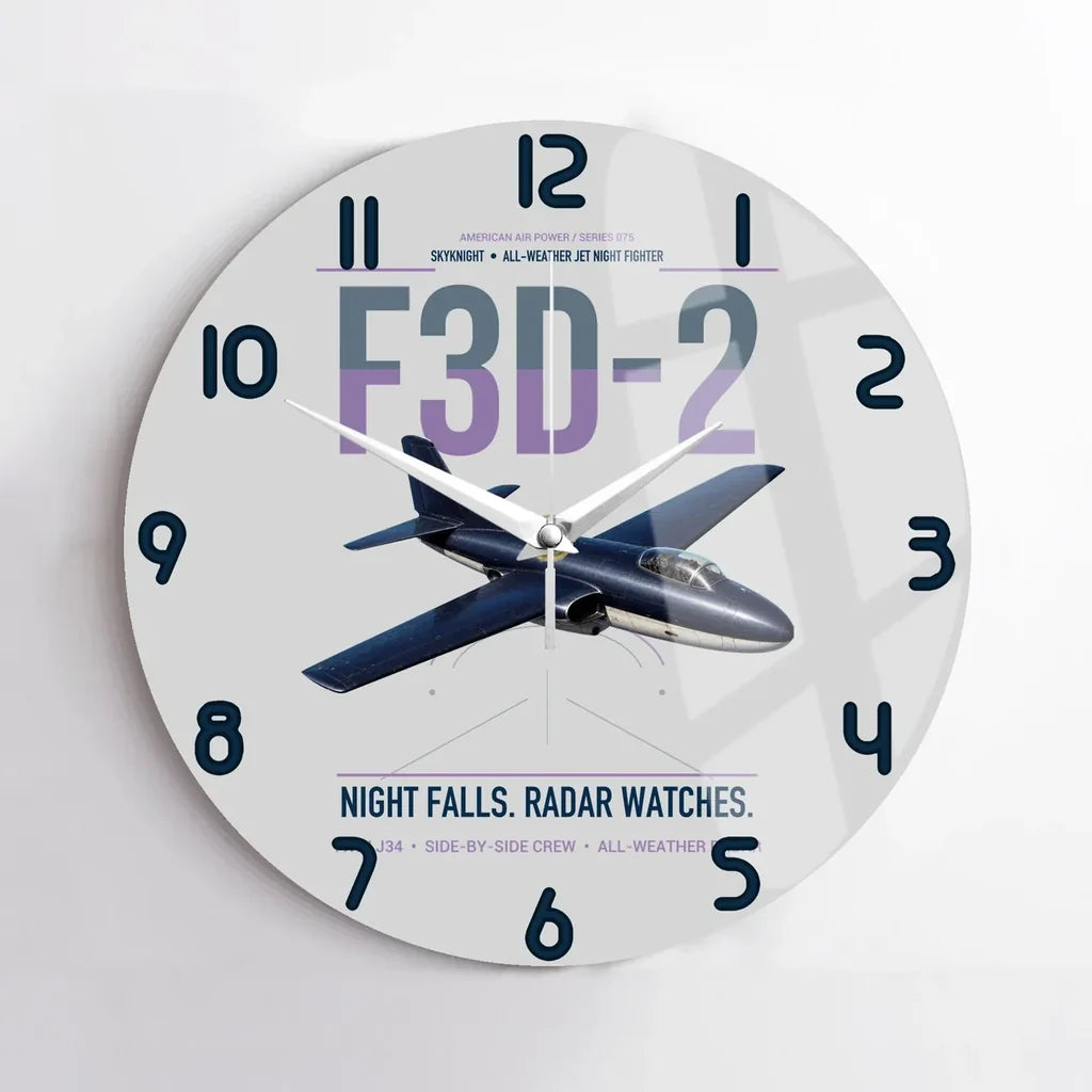 F3D-2 Skyknight design on light gray no frame wall clock