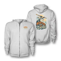 Thumbnail for SIGNAL 643 - The Mountains Keep No Schedule - Zipped Hoodie design on white zipped hoodie