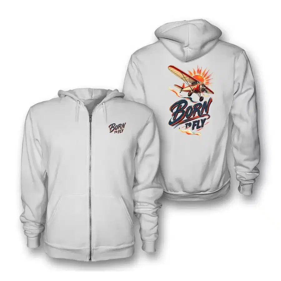 SIGNAL 610 - Born To Fly V2 - Zipped Hoodie design on white zipped hoodie