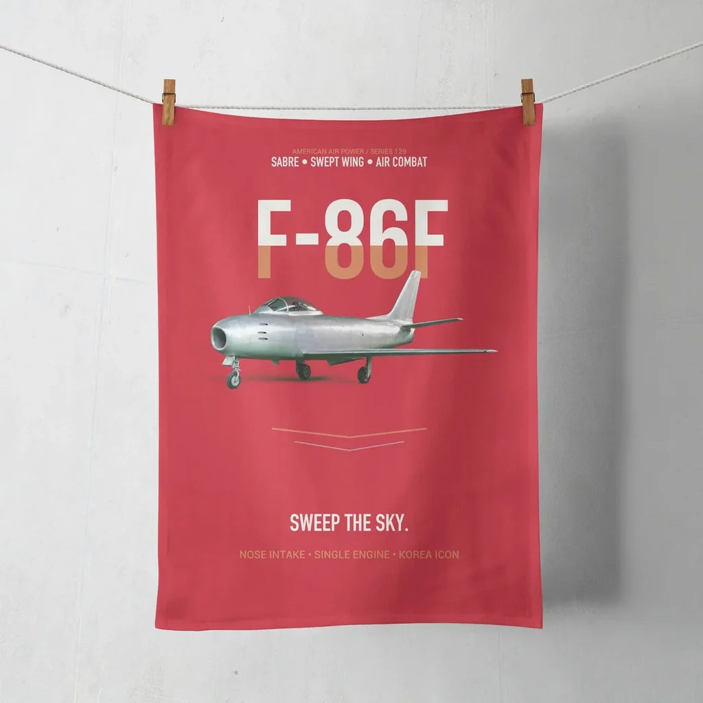 F-86F Sabre Sweep The Sky design on red towel