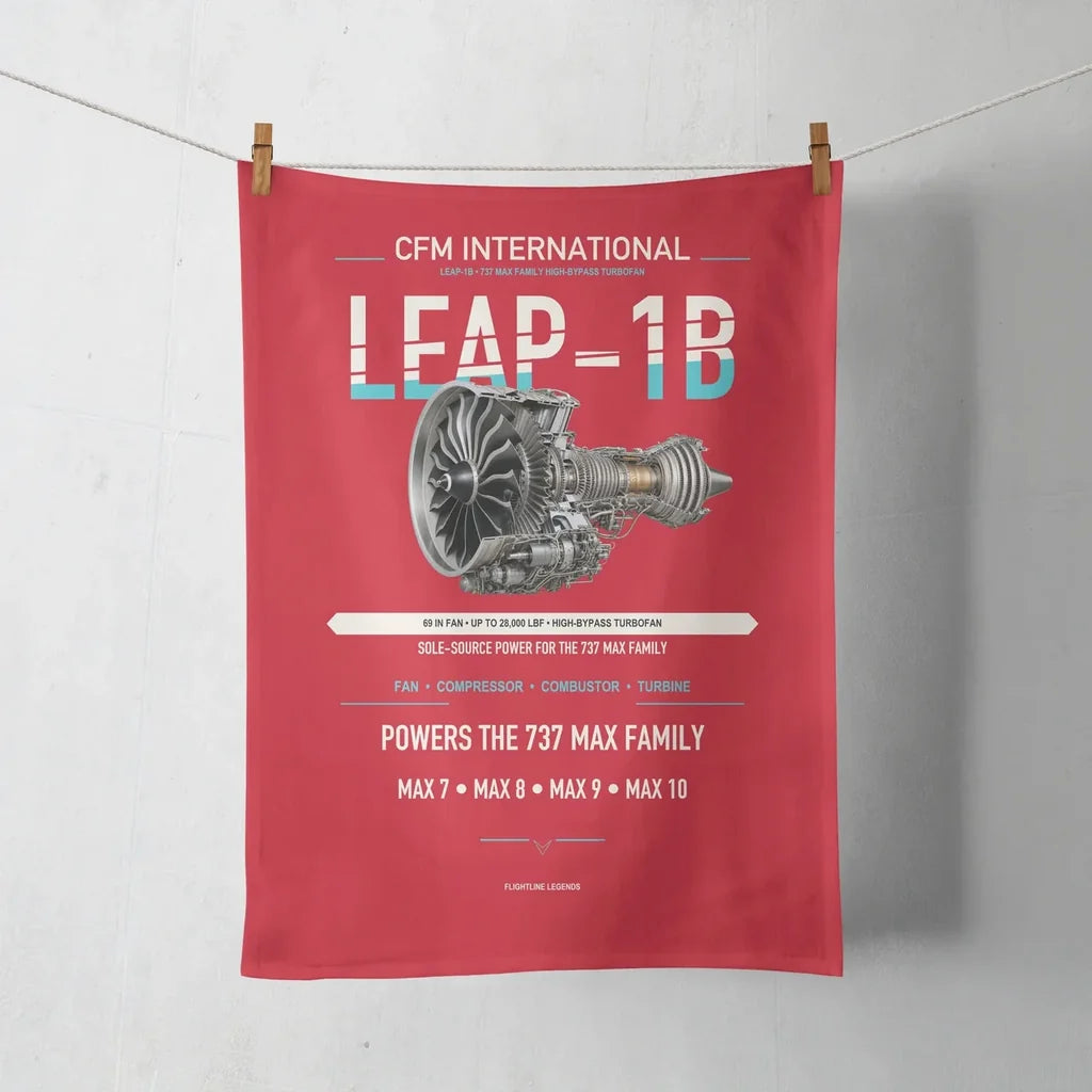 CFM LEAP-1B design on red towel