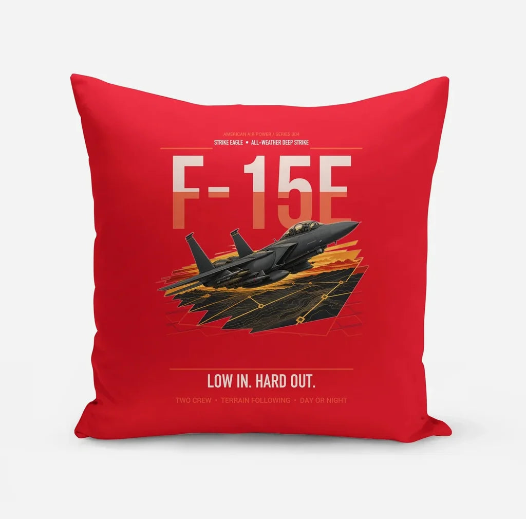 F-15E Strike Eagle design on red pillow