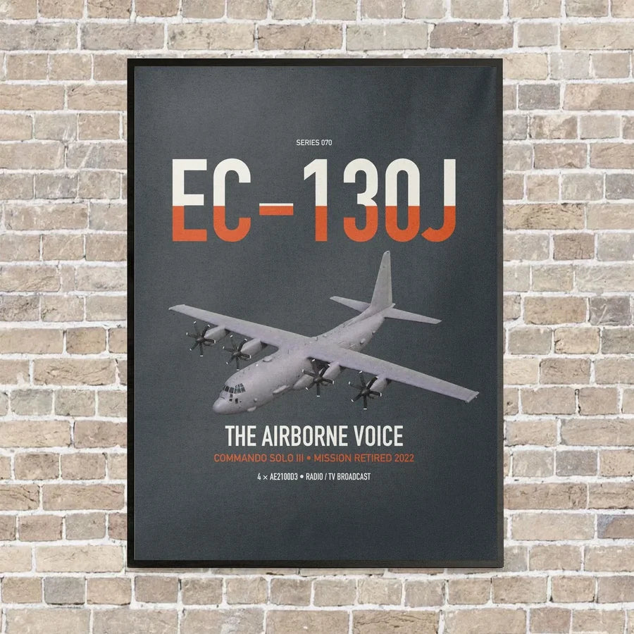 EC-130J Commando Solo III vertical canvas print - framed - gray background