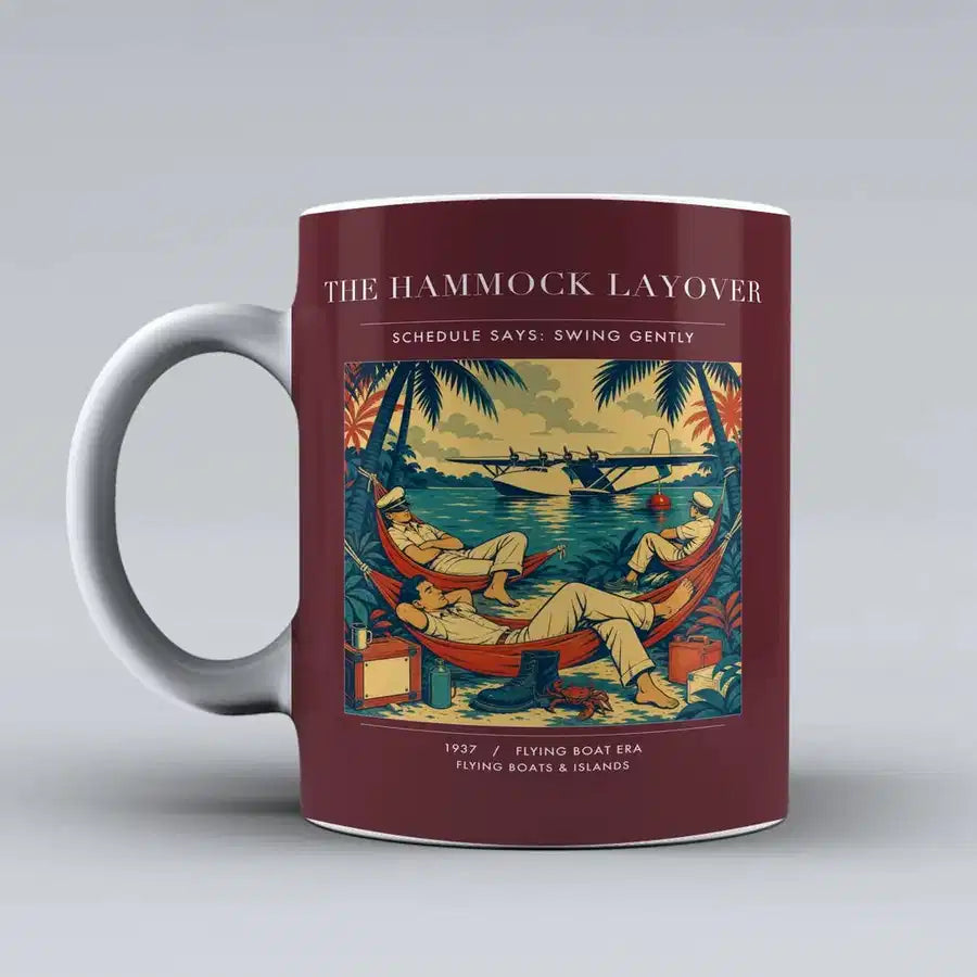 VINTAGE G4408 - The Hammock Layover - Ceramic Mug design on darkred
