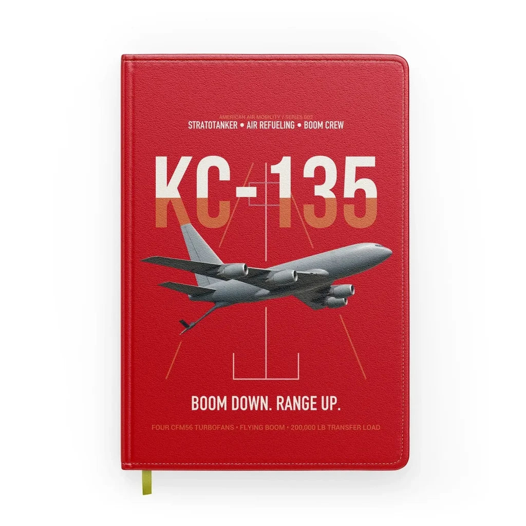 KC-135 STRATOTANKER design on red notebook