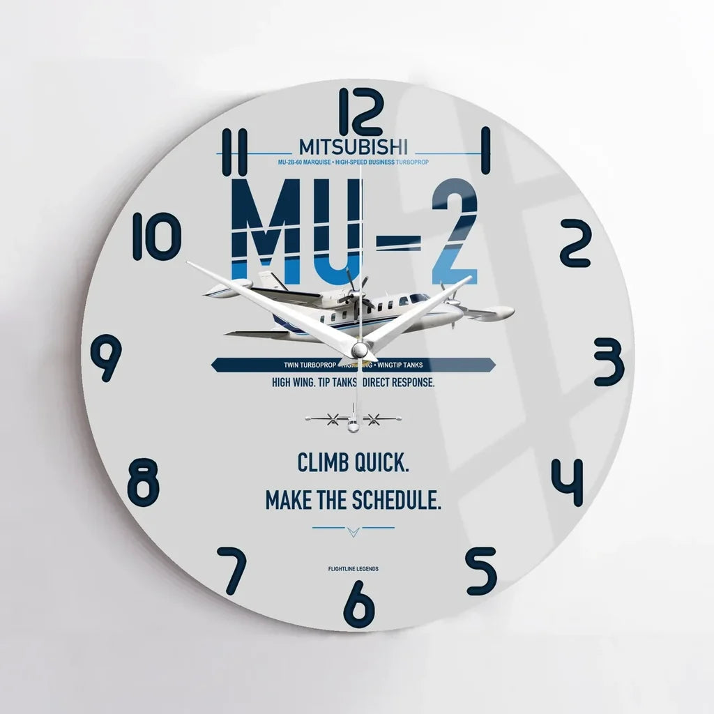 Mitsubishi MU-2B-60 Marquise design on light gray no frame wall clock