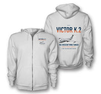 Thumbnail for Handley Page Victor K.2 design on white premium zipped hoodie, double-side print