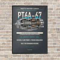 Thumbnail for PT6A-67 vertical canvas print - framed - gray background