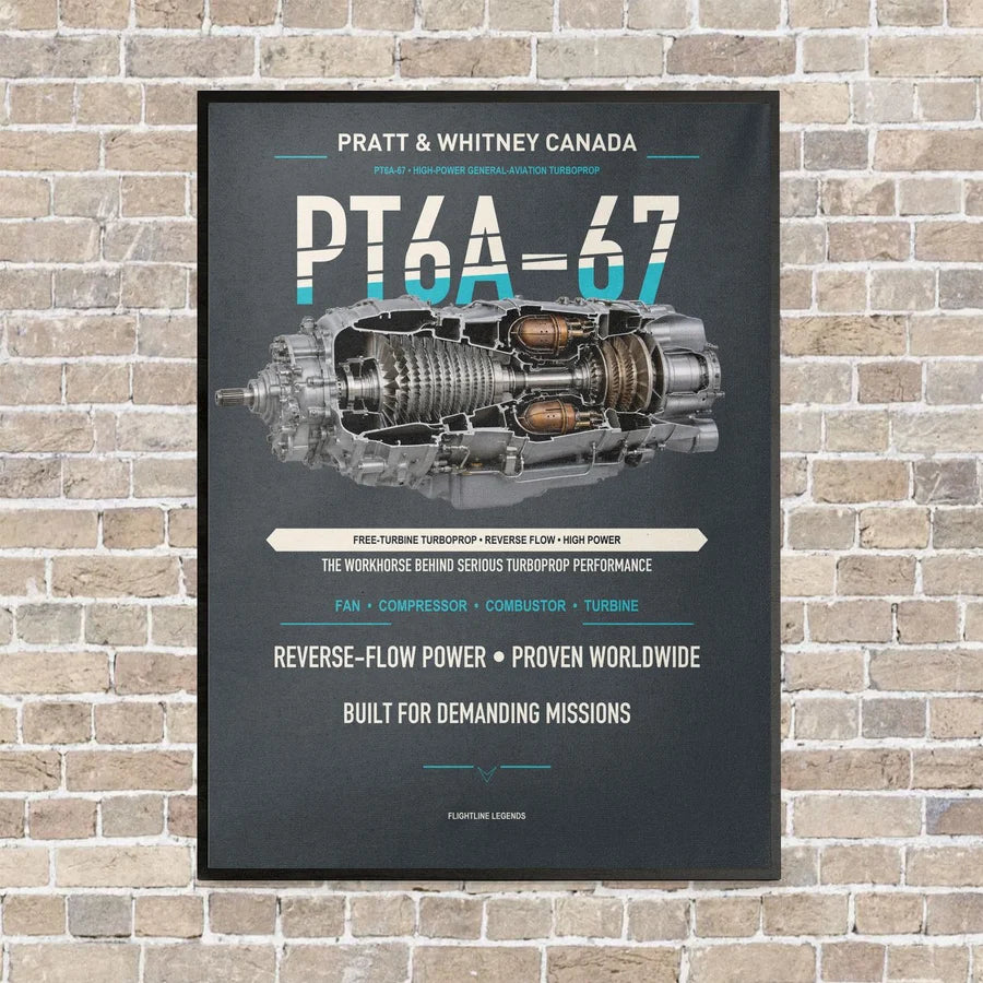 PT6A-67 vertical canvas print - framed - gray background