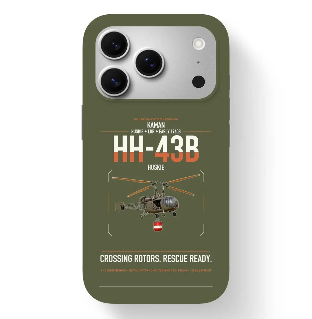 Kaman HH-43B Huskie design on green army magsafe iphone case, for iPhone 17 Pro