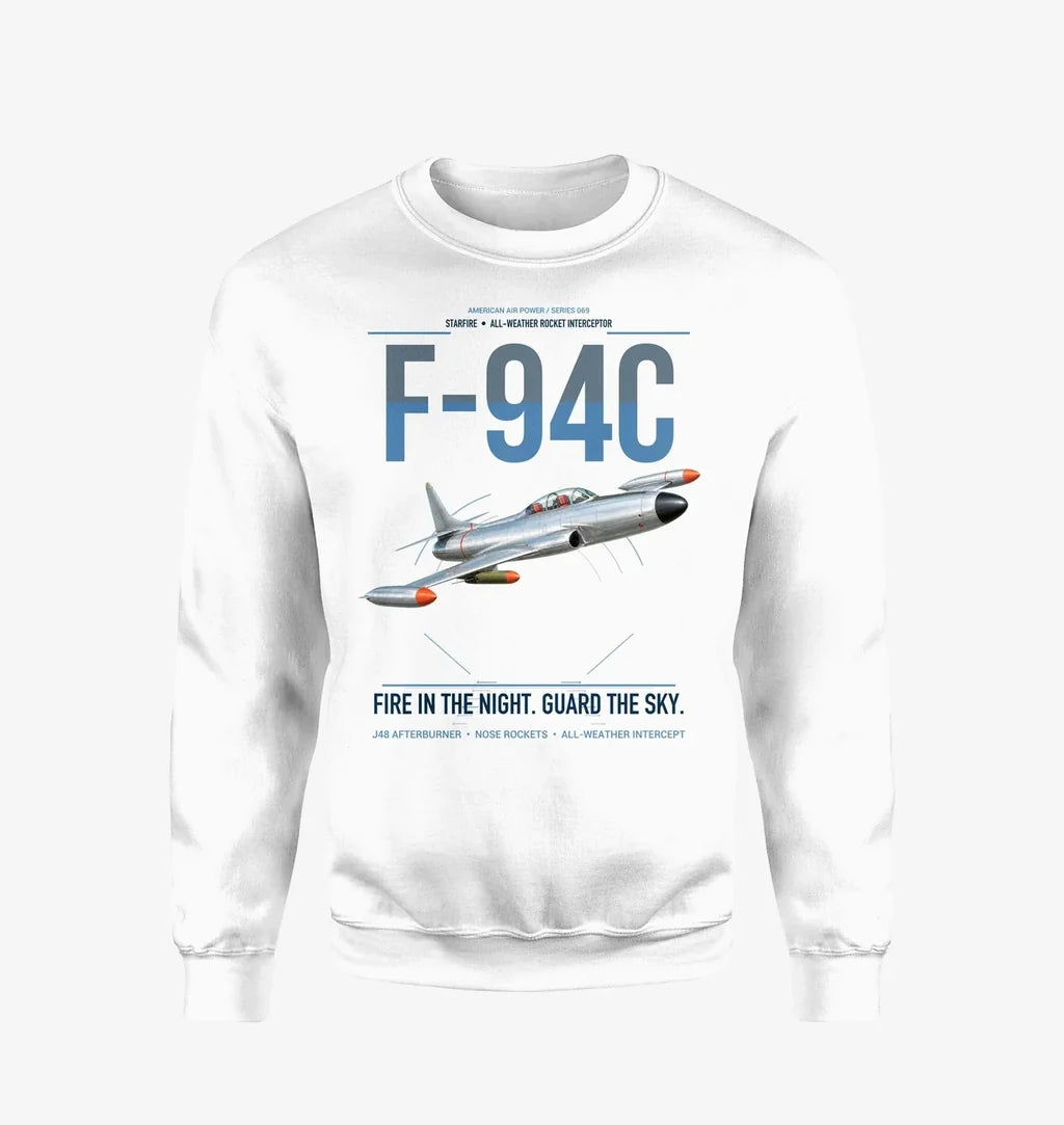 F-94C Starfire design on white sweatshirt