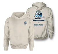 Thumbnail for Beechcraft Baron G58 design on khaki double-side hoodie, double-side print