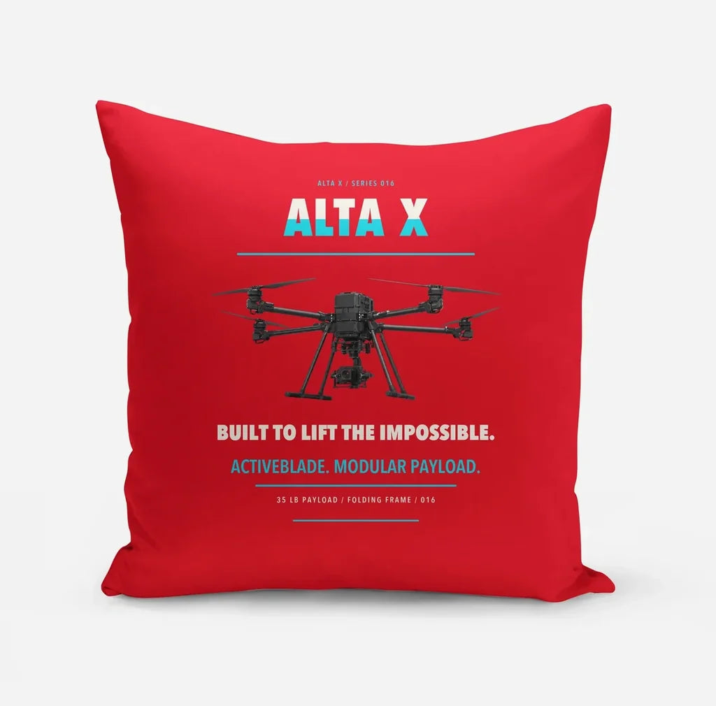 Freefly Alta X design on red pillow