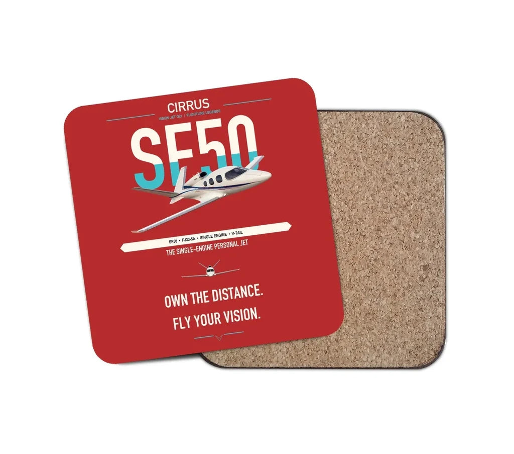 Cirrus Vision Jet G2+ design on red 1 piece coaster