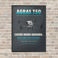 Thumbnail for DJI Agras T50 vertical canvas print - framed - gray background