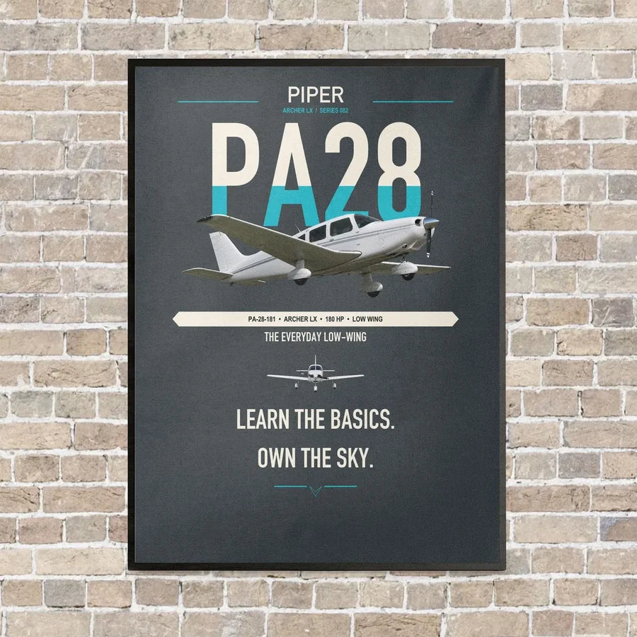 Piper PA-28-181 Archer LX vertical canvas print - framed - gray background