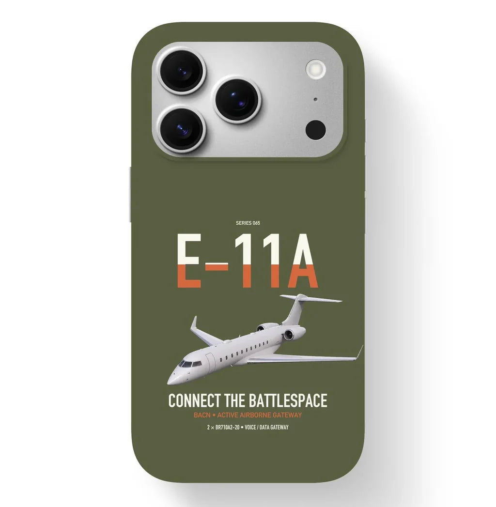 E-11A BACN design on green army magsafe iphone case, for iPhone 17 Pro