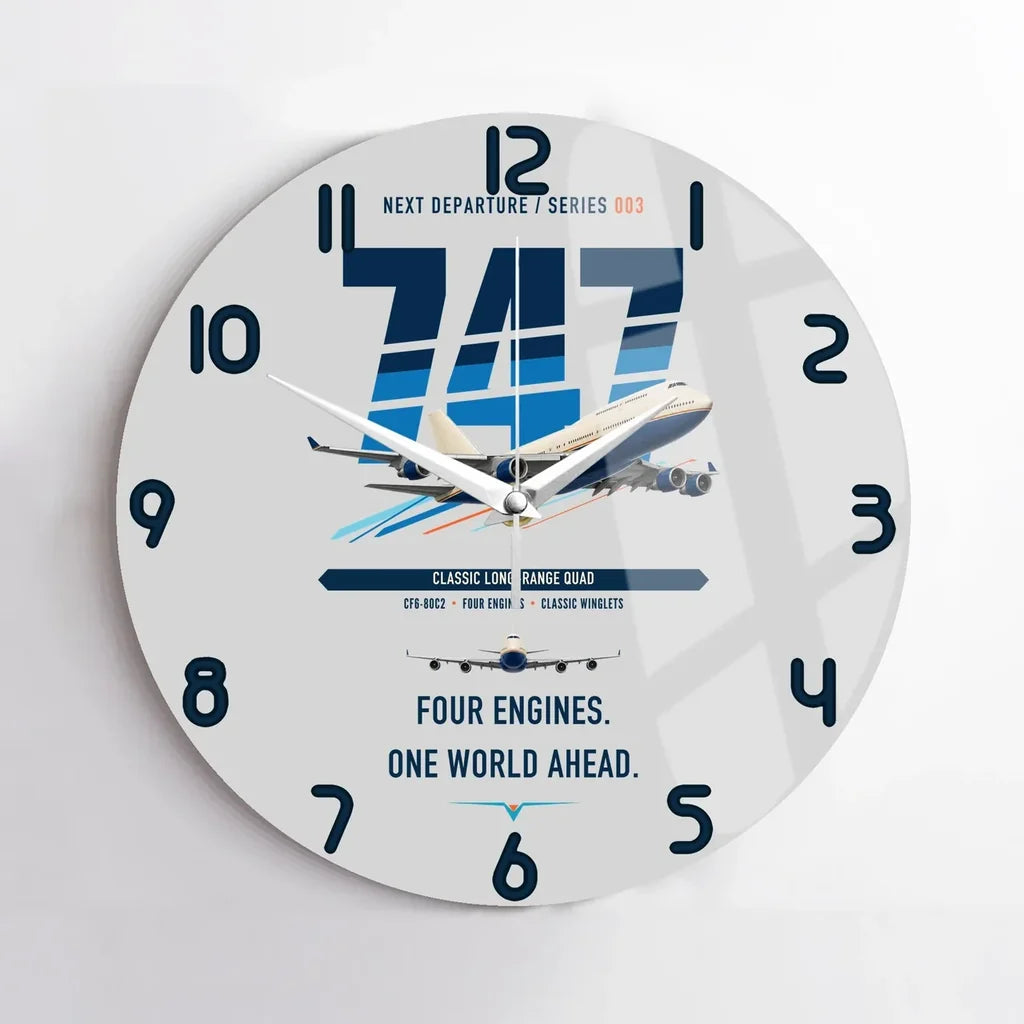 Boeing 747-400 design on light gray no frame wall clock
