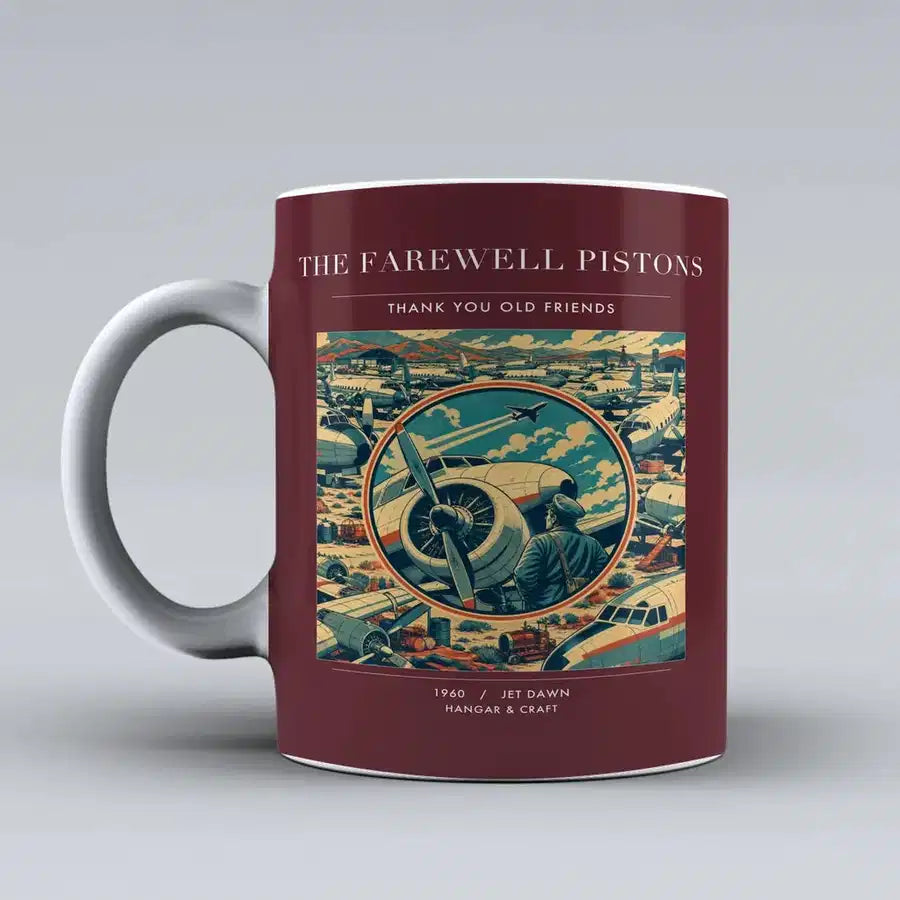VINTAGE G4131 - The Farewell Pistons - Ceramic Mug design on darkred
