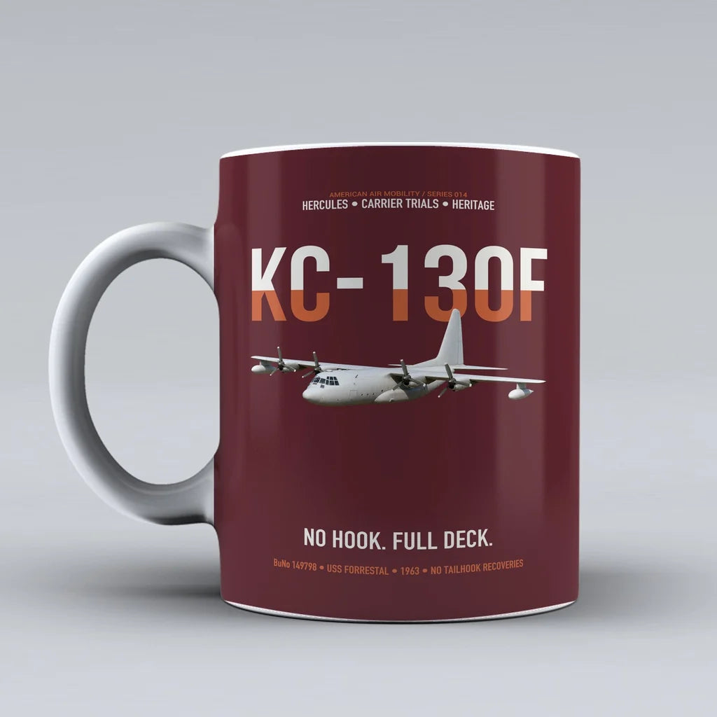 KC-130F BuNo 149798 design on dark red ceramic mug, double-side print